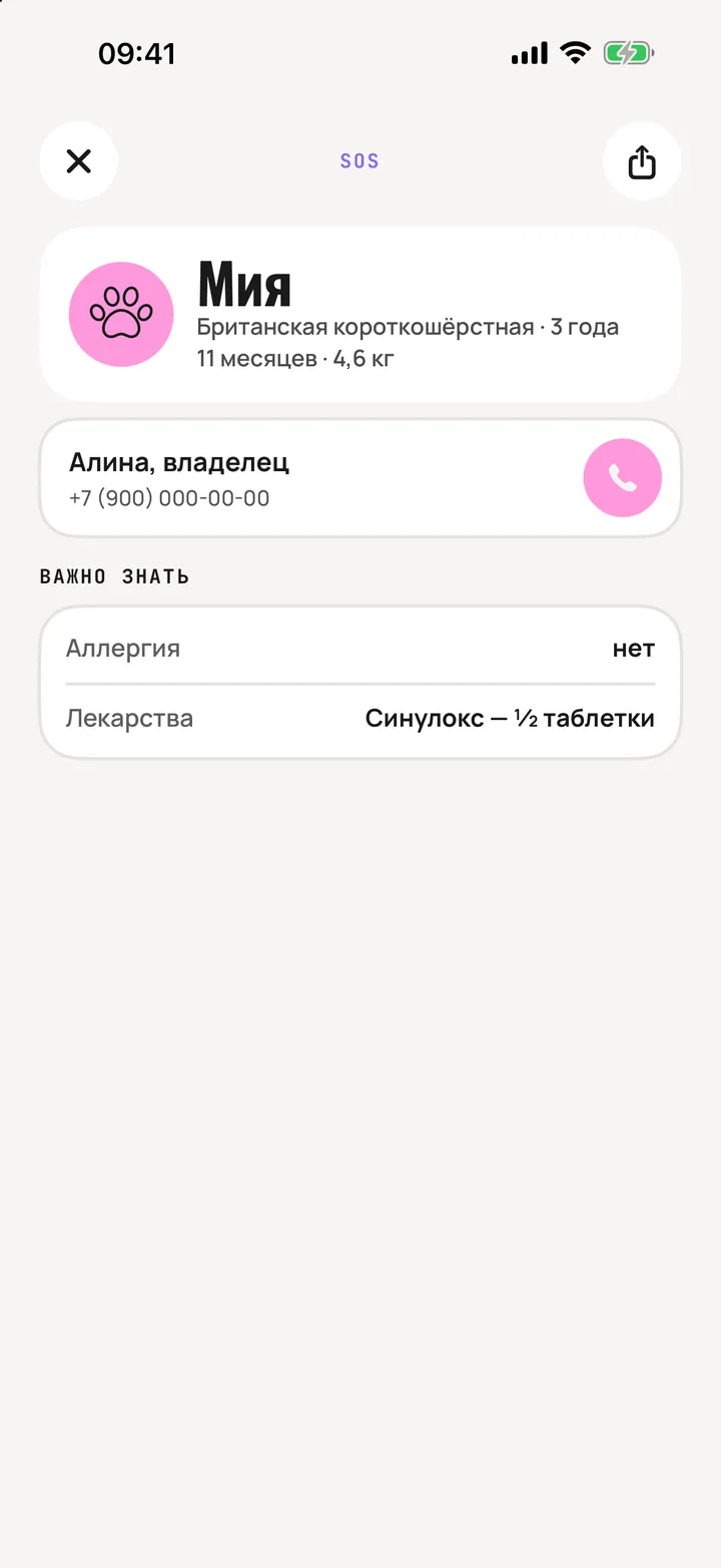 Pawcard — экраны 4